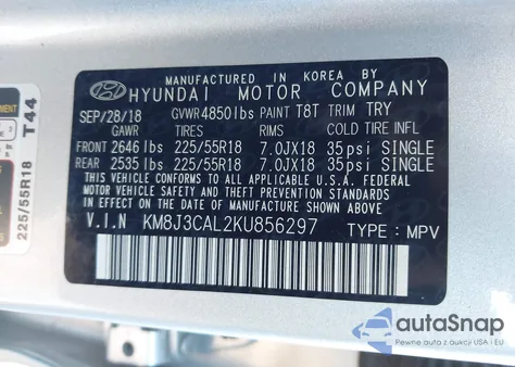 2019 Hyundai Tucson Ultimate z USA, uszkodzony, nr VIN KM8J3CAL2KU856297
